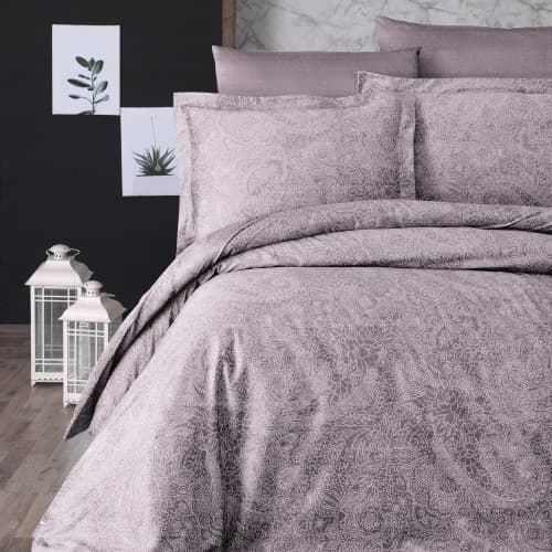 Komplet pościeli bawełnianej 200x220 NEVA LAVENDER satyna premium 6 części