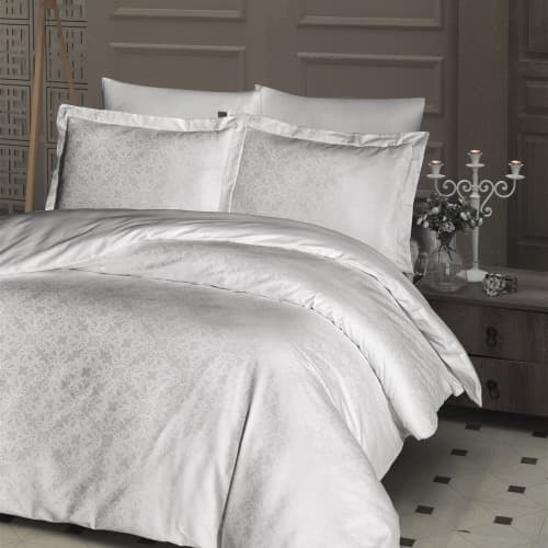 Satynowa pościel 200x220 LAMONE CREAM satyna żakardowa