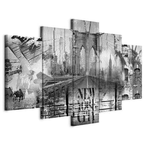 Картина на холсте New York City Collage szeroki czarno-biały 200×100 см, итальянский холст