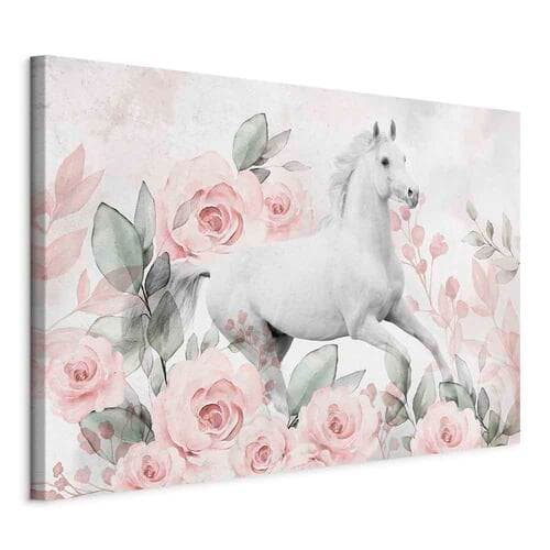 Leinwandbild Galop wśród róż szeroki 120×80 cm, italienische Leinwand
