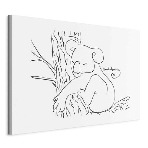Obraz na płótnie Cichy urok natury - śpiący koala w czarno-białym tle 30×20 cm, płótno standard
