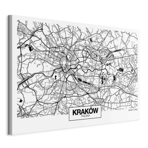 Obraz na płótnie Mapa miasta: Kraków szeroki 30×20 cm, płótno standard