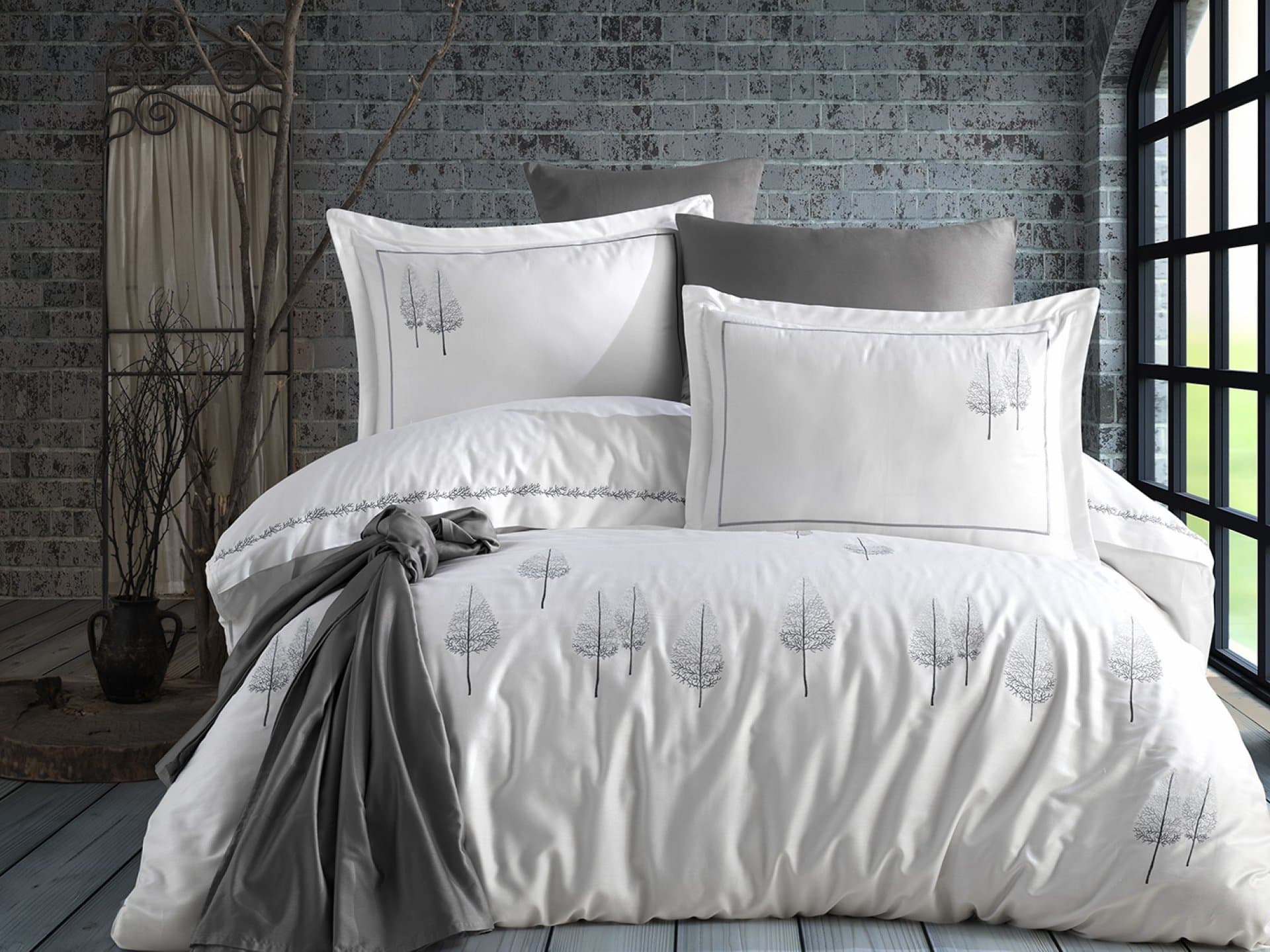 Bettwäsche-Set 200x220 Satin 6-teilig PAMIRA BEYAZ