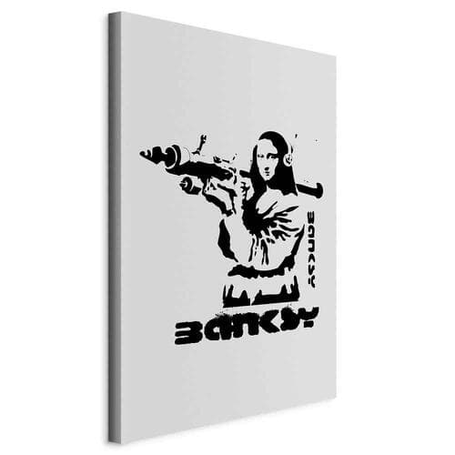 Obraz na płótnie Pojedynek kontrastów - Banksy na muralu z Mona Lisą 20×30 cm, płótno standard