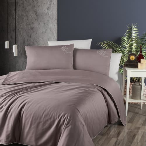Komplet pościeli 200x220 satyna bawełniana TIMELESS LILAC