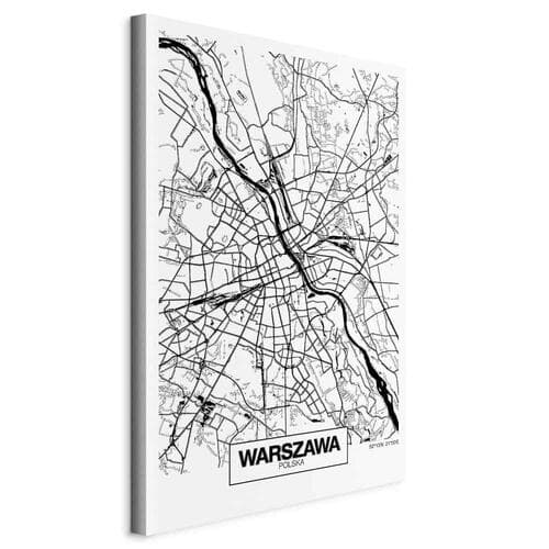 Obraz na płótnie Mapa miasta: Warszawa 20×30 cm, płótno włoskie