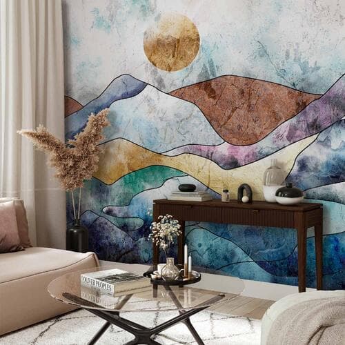 Фотошпалери Witrażowy krajobraz 400×280 см, флізелін преміум