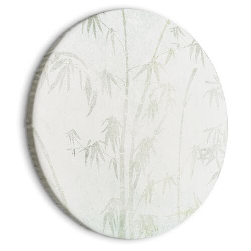 Obraz okrągły Bambusowy las - Delikatna bambusowa dżungla w pastelowych barwach seledynu i zieleni na jasnym tle 40×40 cm