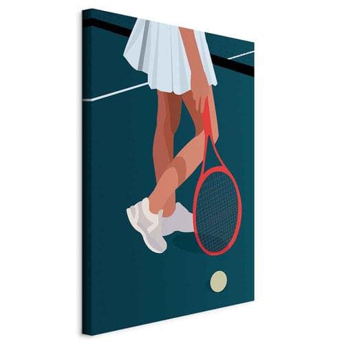 Obraz na płótnie Tenisistka z czerwoną rakietą na korcie - grafika 60×90 cm, płótno standard