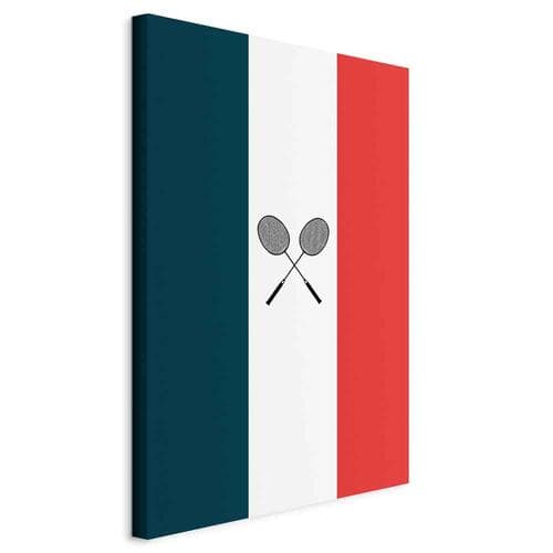Obraz na płótnie Czarne rakietki do badmintona na tle flagi Francji 40×60 cm, płótno standard