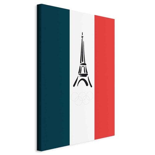 Obraz na płótnie Flaga Francji z graficzną wieżą Eiffla 80×120 cm, płótno włoskie