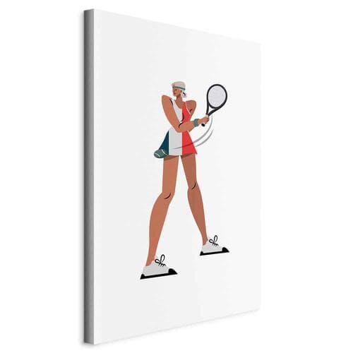 Obraz na płótnie Tenisistka z rakietą na jasnym tle - ilustracja 20×30 cm, płótno włoskie