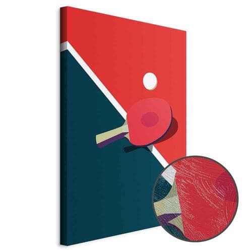 Canvas print Tenis stołowy - rakietka i piłeczka na stole 60×30 cm, standard canvas