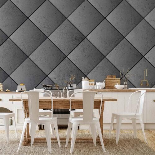 Wall mural Szara symetria - geometryczny wzór w deseń z betonu z czarnymi fugami 100×70 cm, waterproof material