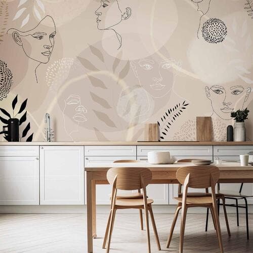 Fototapeta Beżowa grafika liniowa 100×70 cm, materiał wodoodporny