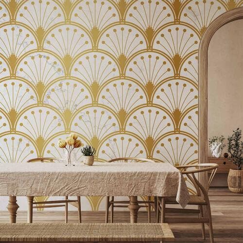 Фотошпалери Złoto i marmur wzór inspirowany art deco 100×70 см, вологостійкий матеріал
