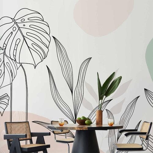 Wall mural Liście w pastelach 100×70 cm, waterproof material
