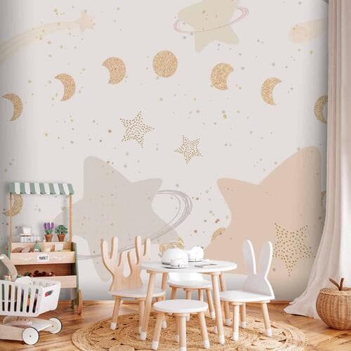 Fototapeta Fazy księżyca wśród gwiezdnego pyłu 450×315 cm, materiał wodoodporny