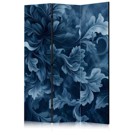 Room divider Ornamenty abstrakcyjne - ciemnoniebieskie wiktoriańskie liście 135×172 cm, acoustic