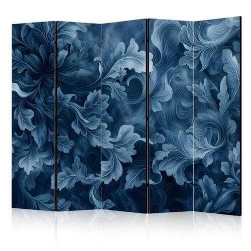 Room divider Ornamenty abstrakcyjne - ciemnoniebieskie wiktoriańskie liście 225×172 cm, acoustic