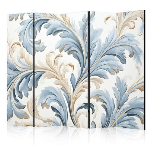 Parawan Barokowe ornamenty w jasnej kremowo-niebieskiej kolorystyce 225×172 cm, akustyczny