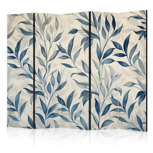 Ширма Liście w niebieskich kolorach - delikatny motyw botaniczny 225×172 см, акустическая