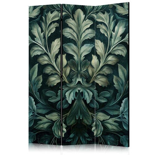 Paravent Ciemnozielone wiktoriańskie liście - botaniczna rzeźbiona kompozycja 135×172 cm, akustisch
