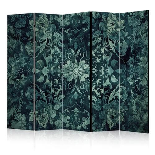 Parawan Wzór orientalny dywanowy - szmaragdowe ornamenty i przetarte wzory 225×172 cm, akustyczny