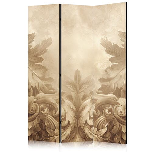 Paravent Rzeźbione ornamenty barokowe - bogata kompozycja w kolorach sepii 135×172 cm, akustisch