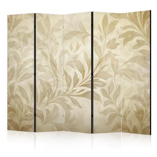 Parawan Botaniczny motyw z listkami i pnączami w kolorach piaskowych 225×172 cm, akustyczny