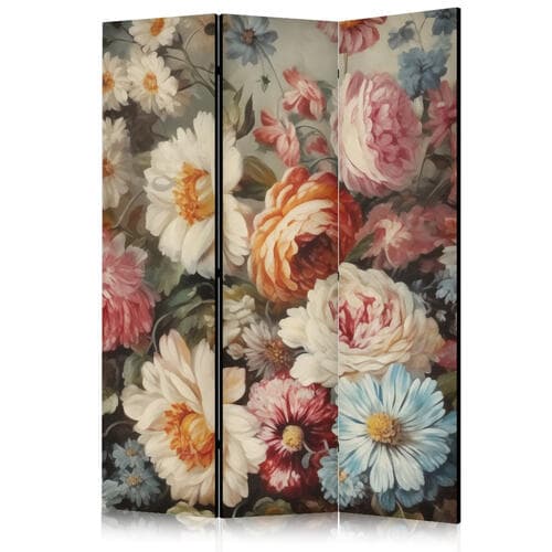Paravent Zapach natury - piękne ogrodowe kwiaty w pastelowych kolorach 135×172 cm, akustisch