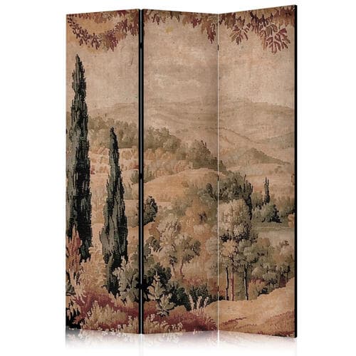 Parawan Krajobraz z cyprysami - stary gobelin ze śródziemnomorską roślinnością 135×172 cm, akustyczny