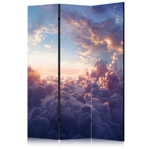 Parawan Słońce w ukryciu: Złote oblicze nieba nad chmurnym morzem 135×172 cm, akustyczny