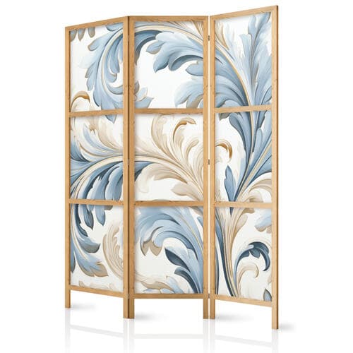 Parawan japoński Barokowe ornamenty w jasnej - kremowo-niebieskiej kolorystyce 135×172 cm, japoński