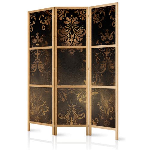 Parawan japoński Ornamenty barokowe w spatynowanym złocie i w brązach - retro motyw 135×172 cm, japoński