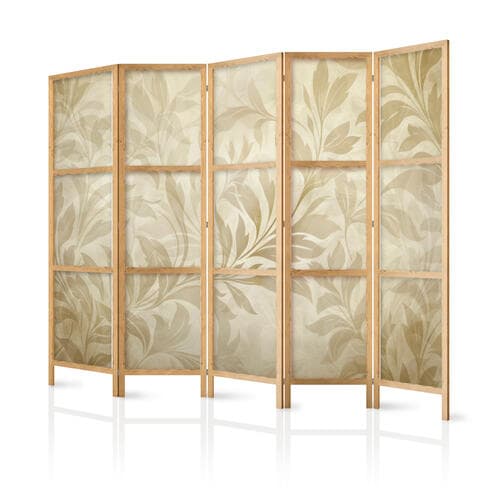 Japanischer Paravent Botaniczny motyw z listkami i pnączami w kolorach piaskowych 225×172 cm, japanisch