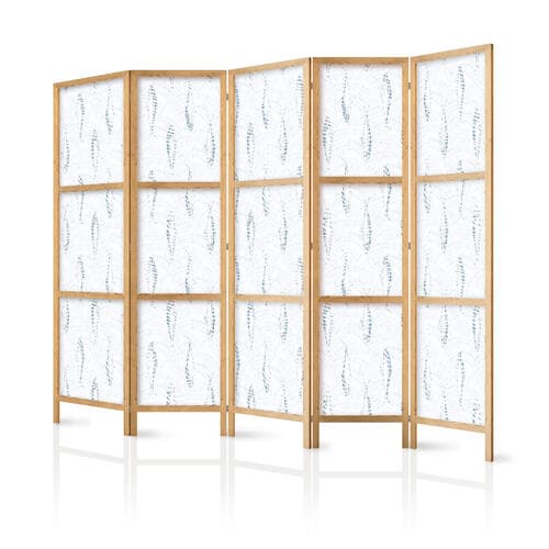 Japanischer Paravent Delikatne błękitne ryby - Mozaikowe ryby w subtelnych błękitnych tonacjach kolorystycznych z łukowatym wzorem w tle 225×172 cm, japanisch