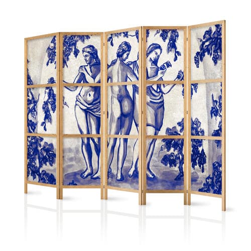 Parawan japoński Trzy Gracje - kobiety wśród winorośli inspirowane malarstwem antycznym 225×172 cm, japoński
