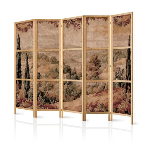Japanischer Paravent Krajobraz z cyprysami - stary gobelin ze śródziemnomorską roślinnością 225×172 cm, japanisch