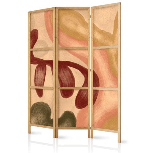 Parawan japoński Przetarte figury - kształty w technice lime wash w ciepłych kolorach 135×172 cm, japoński