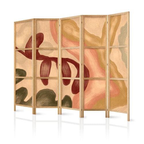 Japanese room divider Przetarte figury - kształty w technice lime wash w ciepłych kolorach 225×172 cm, Japanese