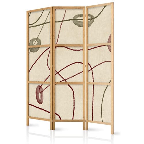 Parawan japoński Labirynt z koralików - minimalistyczna abstrakcja na przecieranym tle 135×172 cm, japoński