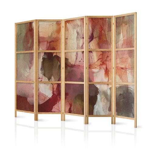 Japanese room divider Różana abstrakcja - rozlana farba akwarelowa w wiosennych kolorach 225×172 cm, Japanese