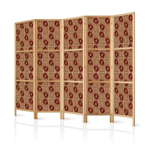 Japanese room divider Drapieżne rysy - czerwone abstrakcyjne kształty inspirowane tribalem 225×172 cm, Japanese