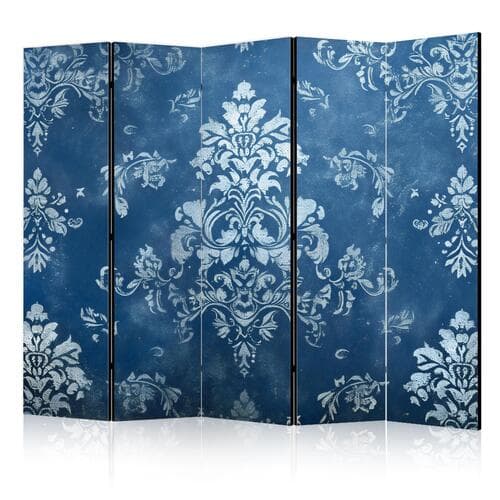 Paravent Ornament retro - dekoracyjny motyw w przetartych błękitach 225×172 cm, einseitig