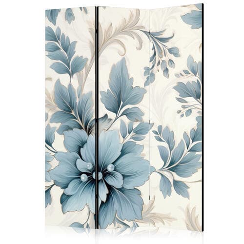 Parawan Turkusowe kwiaty w retro klimacie; florystyczne ornamenty 135×172 cm, jednostronny