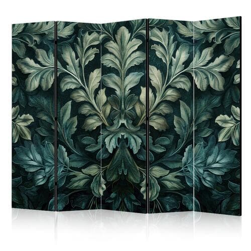 Paravent Ciemnozielone wiktoriańskie liście - botaniczna rzeźbiona kompozycja 225×172 cm, einseitig