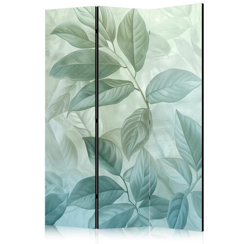 Ширма Duże liście w odcieniach zielono-miętowych - motyw botaniczny 135×172 см, односторонняя