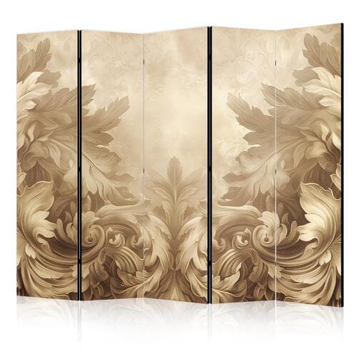 Parawan Rzeźbione ornamenty barokowe - bogata kompozycja w kolorach sepii 225×172 cm, jednostronny