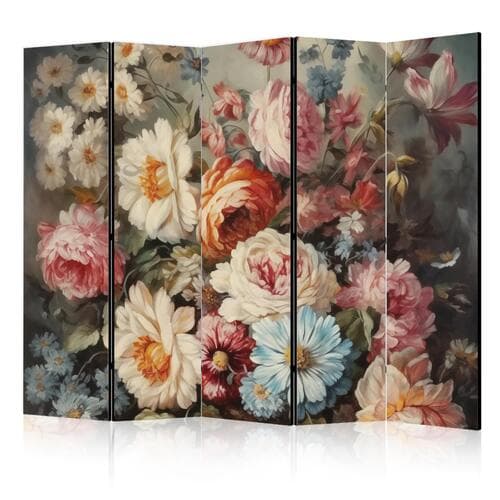 Parawan Zapach natury - piękne ogrodowe kwiaty w pastelowych kolorach 225×172 cm, jednostronny